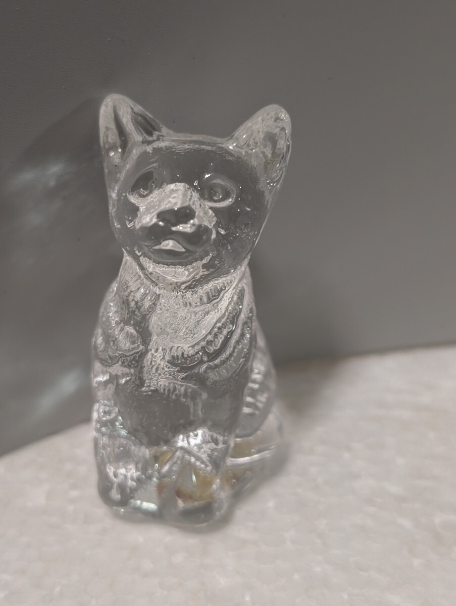 アンティーク MURANO ヴェネチアンガラス イタリア製 猫の置物 招き猫 クリスタルガラス ネコ インテリア 置物 