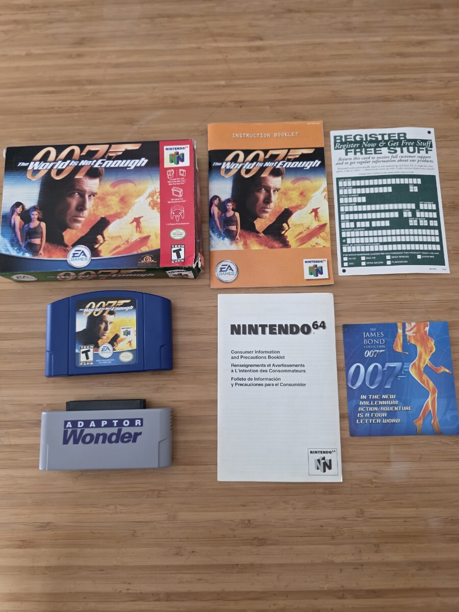 Nintendo64 007 The World Is Not Enough 北米版 箱説チラシ アダプター付 ニンテンドー64 激レア 珍品 コレクション