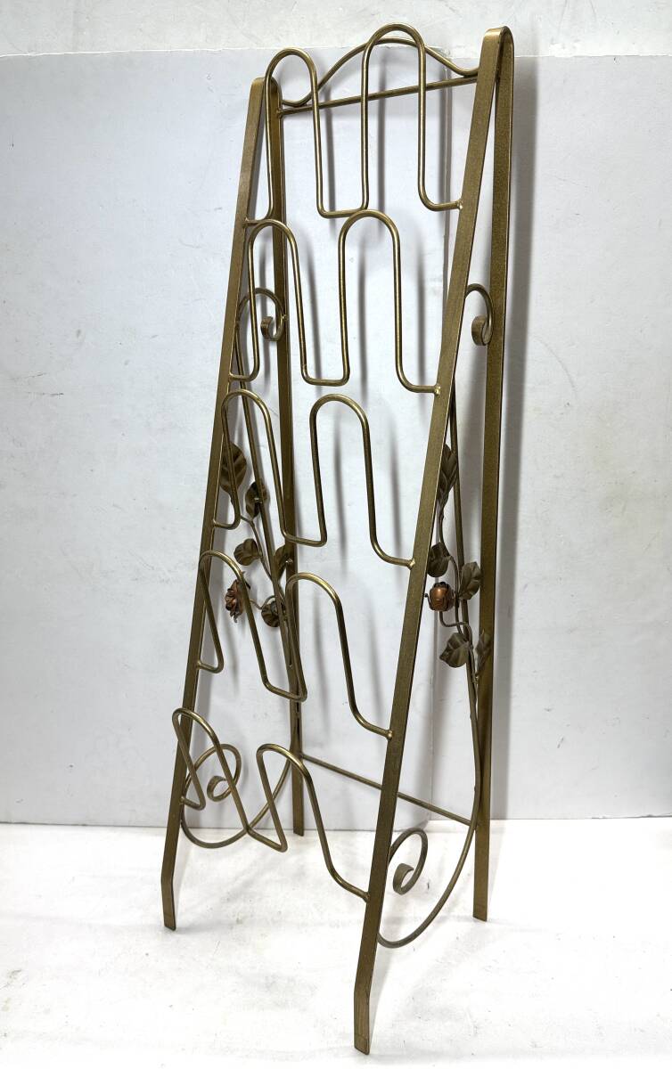 ★コレクター必見 アイアン 装飾付き スリッパラック 5段 高さ約87㎝ 金色 鉄製 スリッパ 収納 インテリア 玄関 置物 現状品 GT176