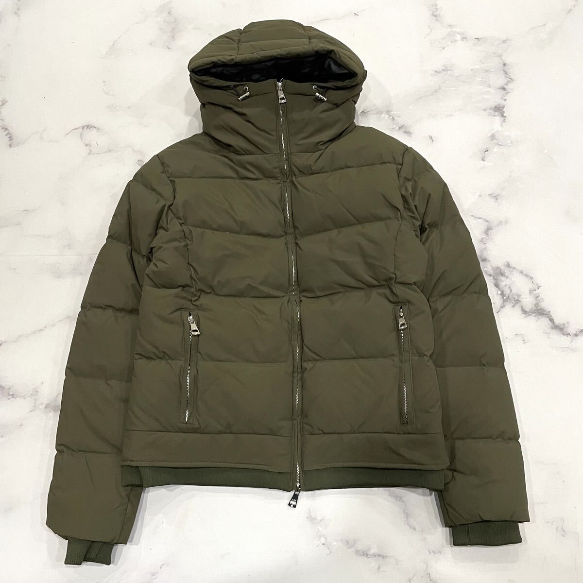 G ○ 良品/ 大きいサイズ!! '保温性抜群' AKM エイケイエム 中綿 ジップアップ ダウンジャケット XL メンズ アウター グリーン系