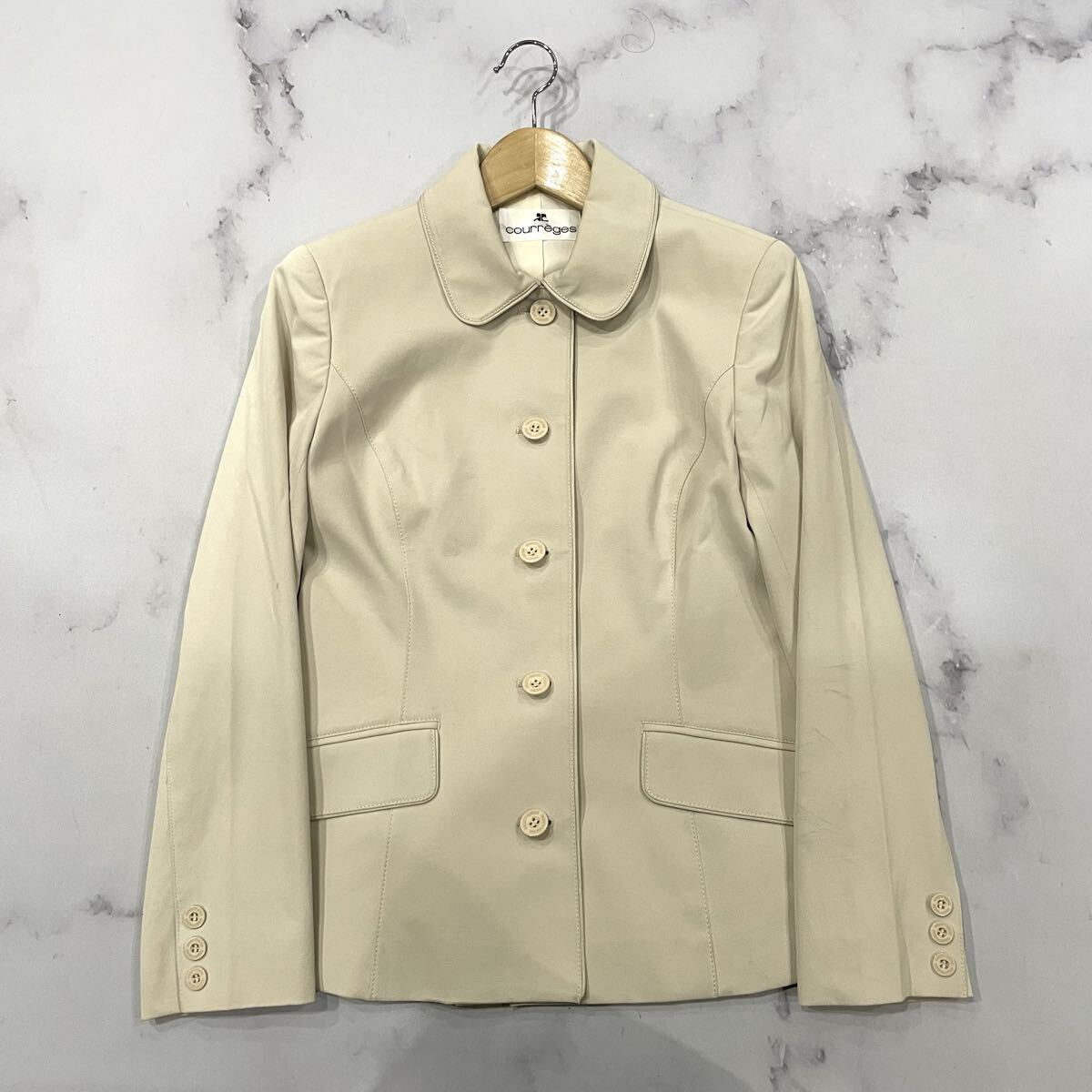I ○ 人気モデル '洗練されたデザイン' courreges クレージュ ストレッチ ジャケット size:40 レディース アウター 婦人服 ベージュ