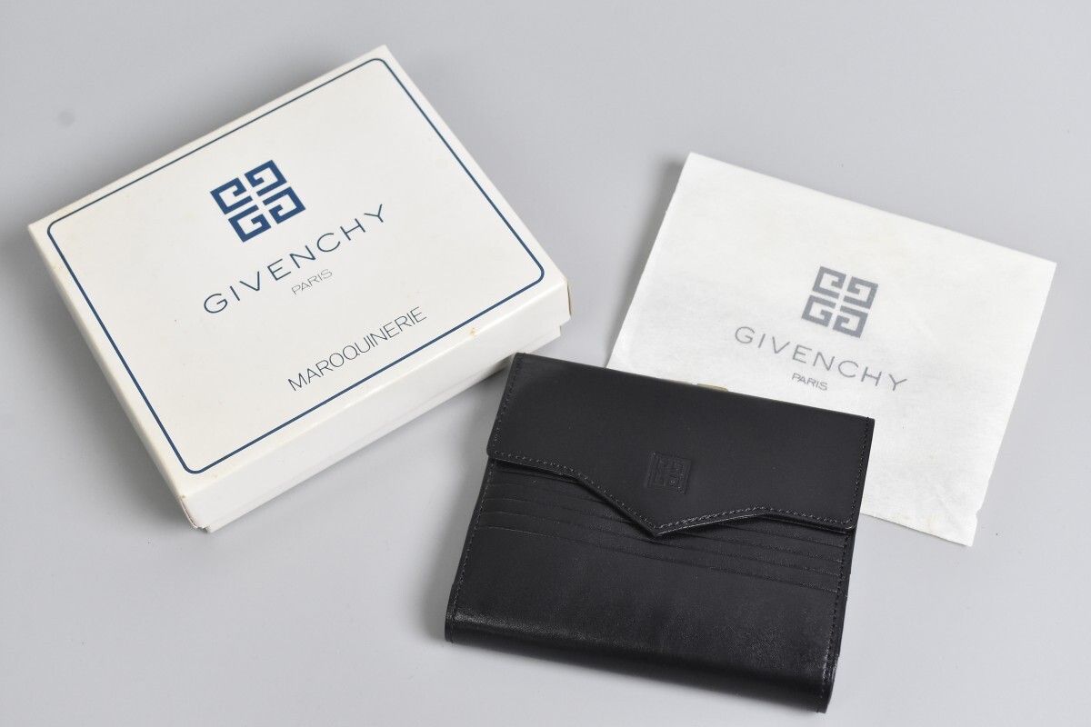 本物保証 GIVENCHY ジバンシー 2つ折り がま口 財布 小銭入れ 札入れ 箱付 ブラック 黒 レディース RR-384S/624