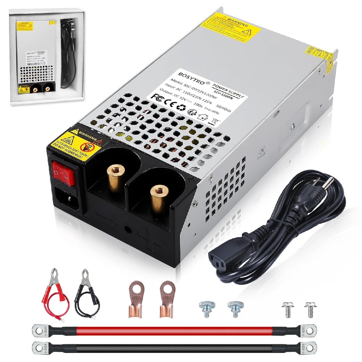 12V 1200W AC-DCコンバーター 最大100A 電源 SMPS スイッチング電源 110V→12V カーラジオ/LED/3Dプリンター用