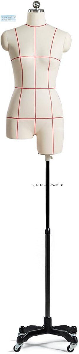 洋裁用 女性マネキンドレスボディ 調節可 183-227cm 可動ホイール付 トルソー 縫製・衣類・ジュエリー展示用