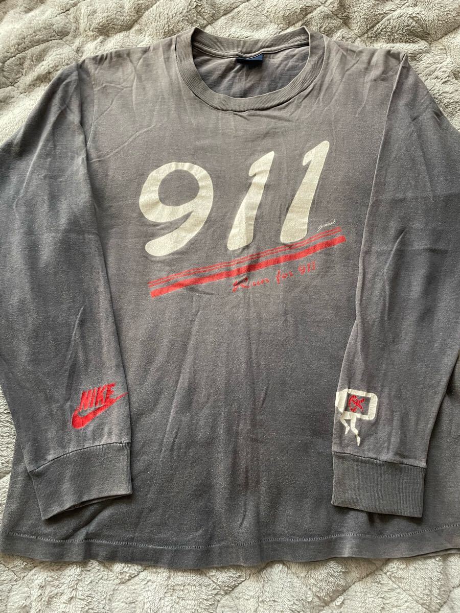 D496/NIKE 紺タグ ロンT　Tシャツ 80’sヴィンテージ　フェード　ナス紺　程度良好