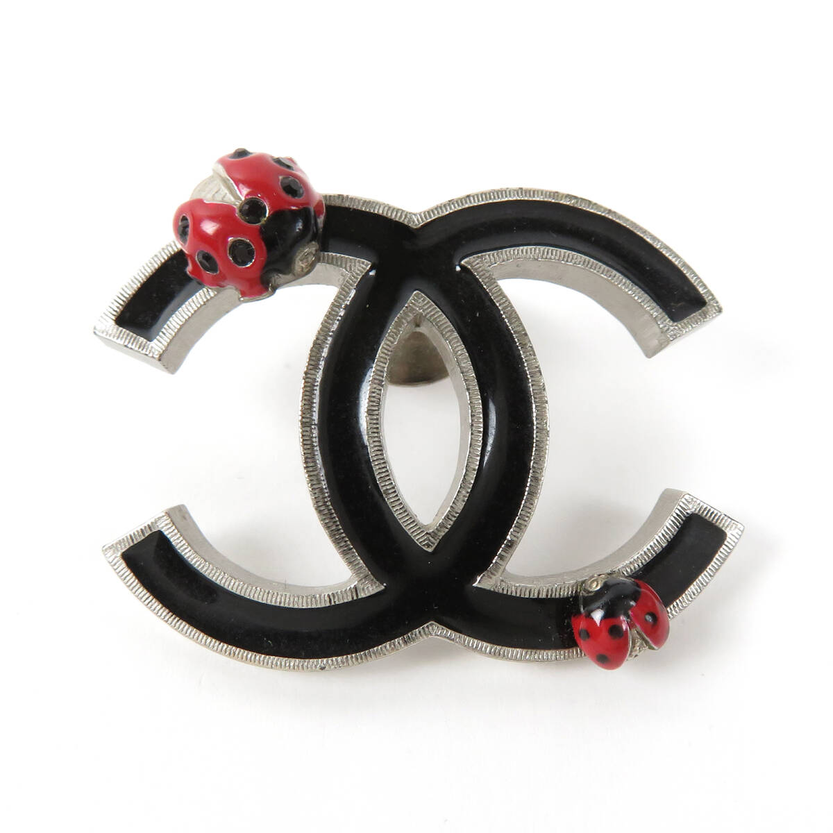 レア CHANEL シャネル 04P ココマーク テントウムシ ピンバッジ ピンブローチ ブラック シルバーカラー てんとう虫