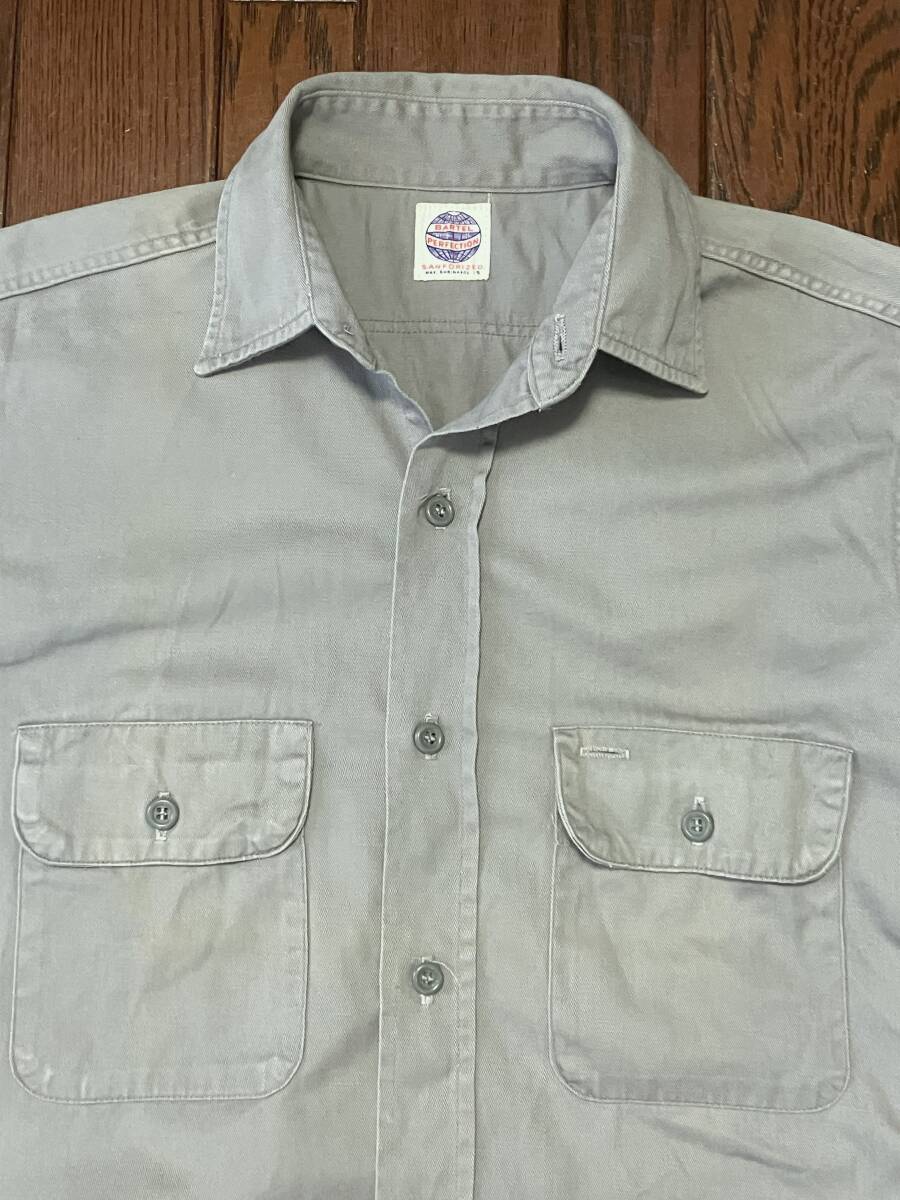 BARTEL PERFECTION バーテル パーフェクション ビンテージ 長袖 ワークシャツ グレー マチ付き 検索 ５０s ５０年代
