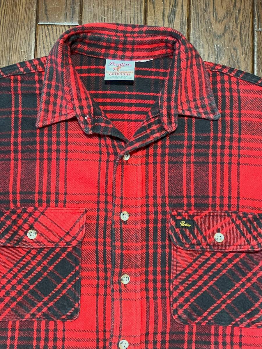 ＵＳＡ製 ９０ｓ ビンテージ プレンティス Prentiss チェック ネルシャツ 赤 黒 レッド ブラック ９０年代 アメリカ製 ヘビーネル