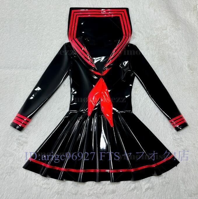 ★新品黒5XL 超光沢 可愛いセーラー風ワンピースト コスプレ JK制服 キャンギャル ハロウィン仮装 変装 撮影会 イベント コスチューム