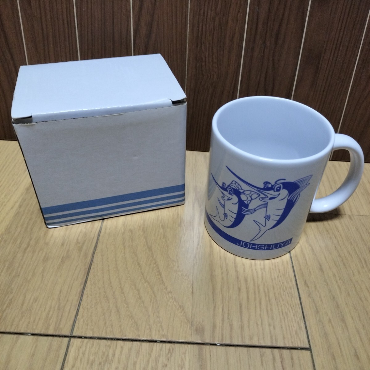 ▼ 上州屋≪マグカップ　1個≫陶器製　釣り　フィッシング　店名入り　J君　ジェイくん　ジェシー　カジキ