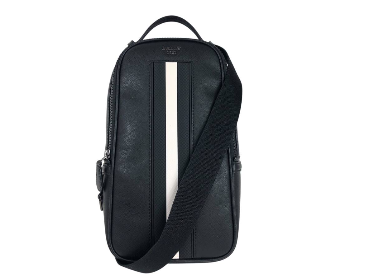 バリー　BALLY　ボディバッグ　MALIKHO　ショルダー長さ調整可　6238772　レザー　ホワイト×ブラック　YBK-541
