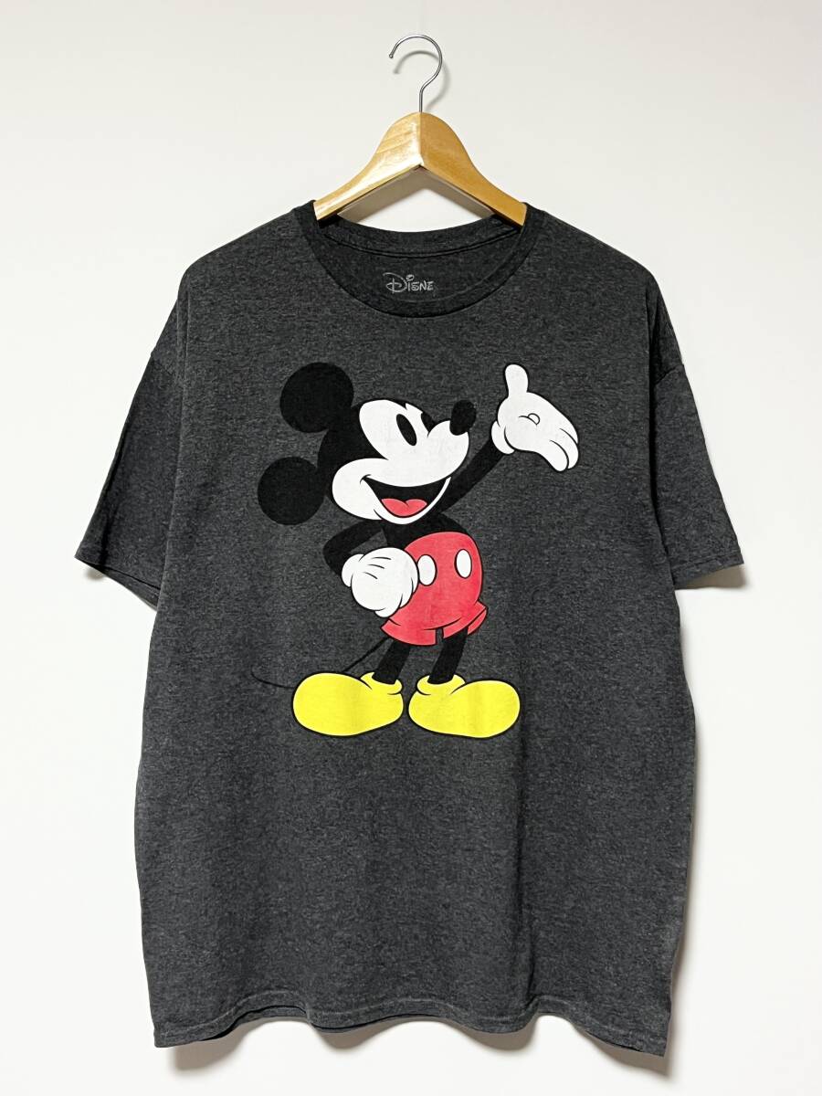 美品/00's★Disney/ディズニー Mickey Mouse/ミッキーマウス Tシャツ グレー XL
