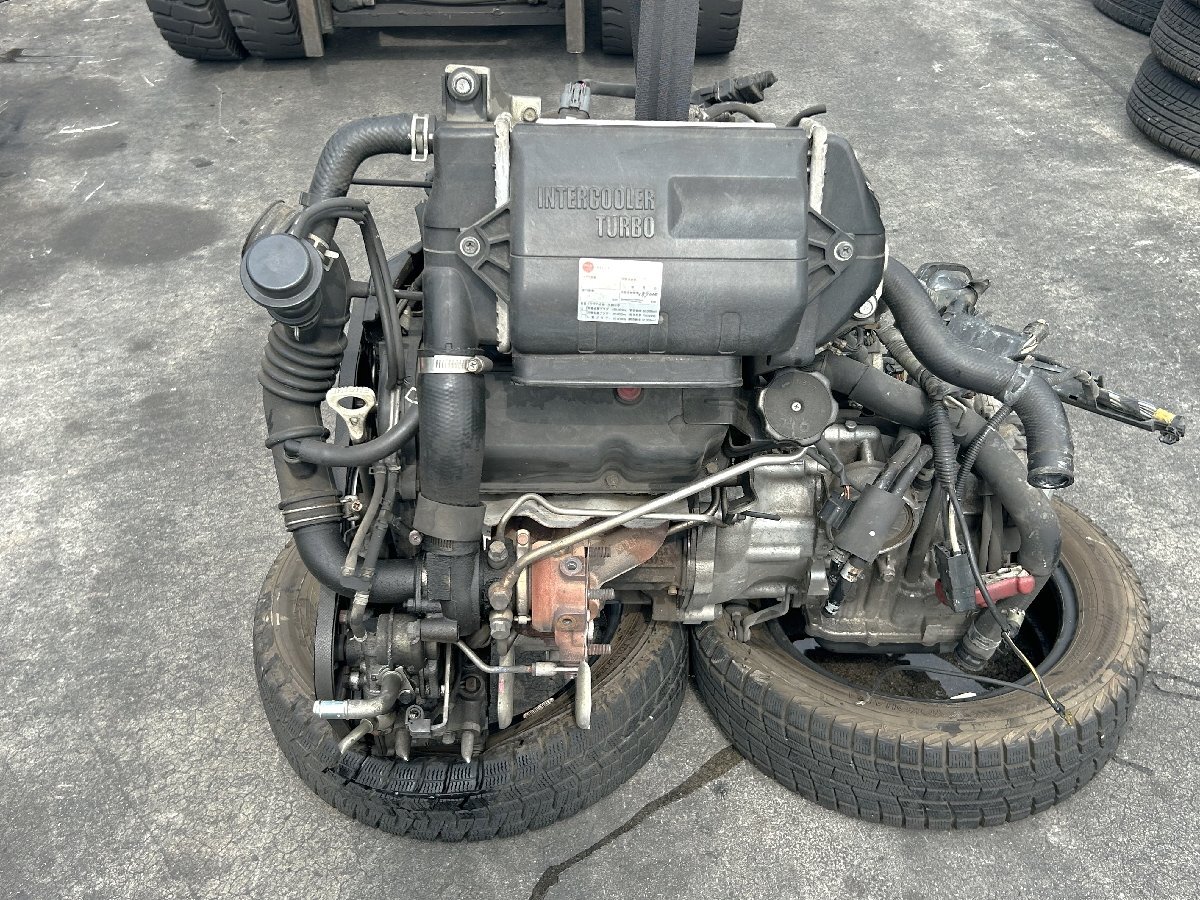 中古実動 三菱 3G83 ターボ エンジン本体 175886km ATミッションセット 日産 オッティ H92Wからの取り外し eKスポーツ