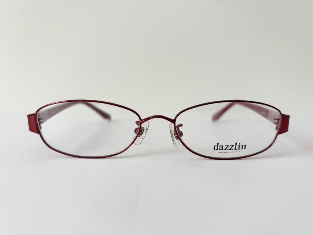 dazzlin 眼鏡　新品　未使用　レディース　メタル　ワインレッド　フレーム　フルリム　めがね　チタン　柄　ピンク