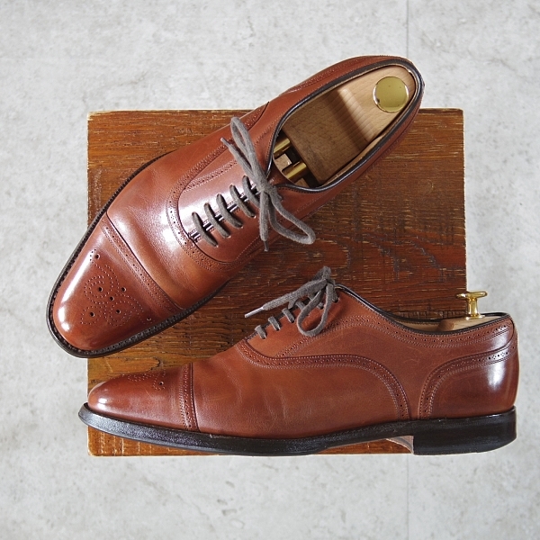 ★チャーチ 65F/UK6.5【現行5都市ロゴ★LAVERSTOCK/セミブローグ】138ラスト/カーフ/茶/メンズ/Church's★n814-7