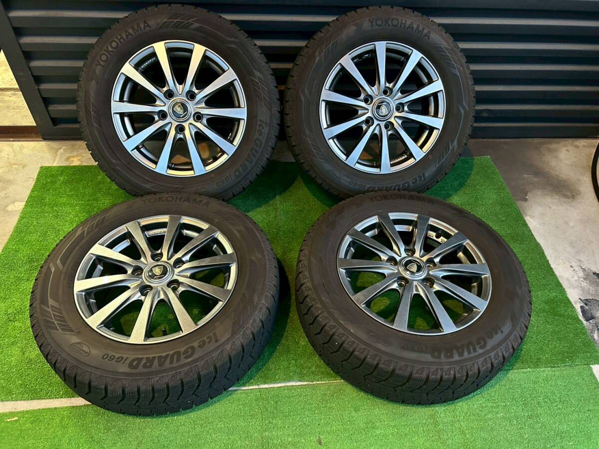 （S1033） 195/65R15 2022年バリ山スタッドレス 5穴PCD100 6J +41プリウス カローラツーリング カローラ 14本セット