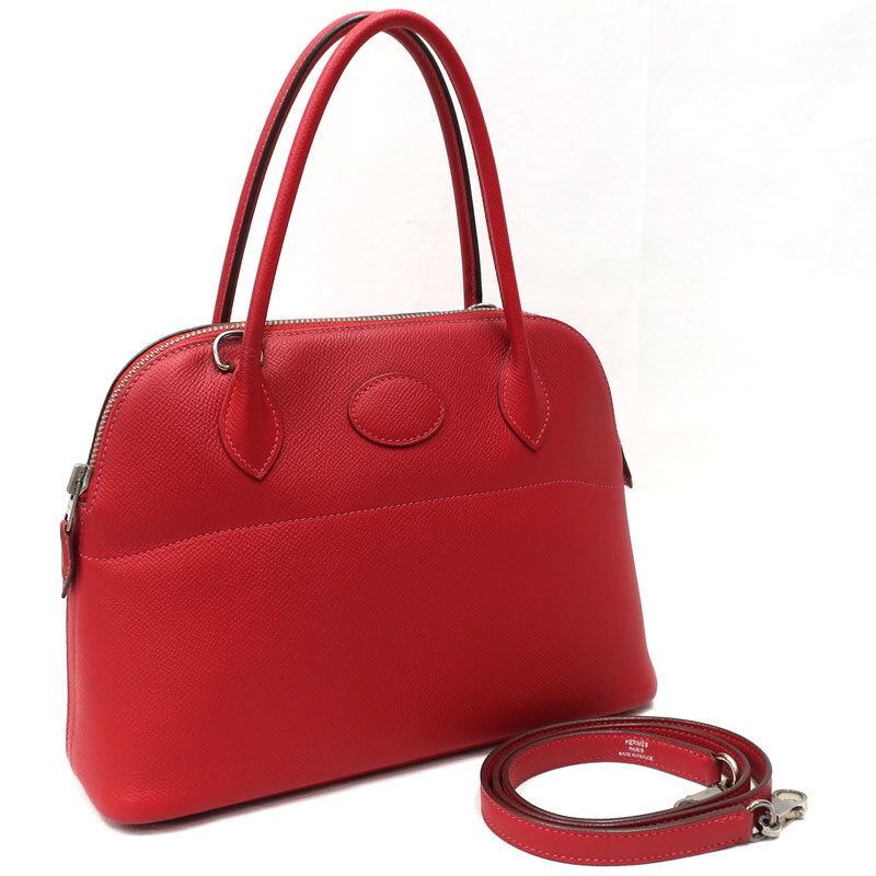 【美品】HERMES／エルメス　ボリード27　ヴォーエプソン　ルージュカザック　T刻印　ショルダーバッグ　700070036