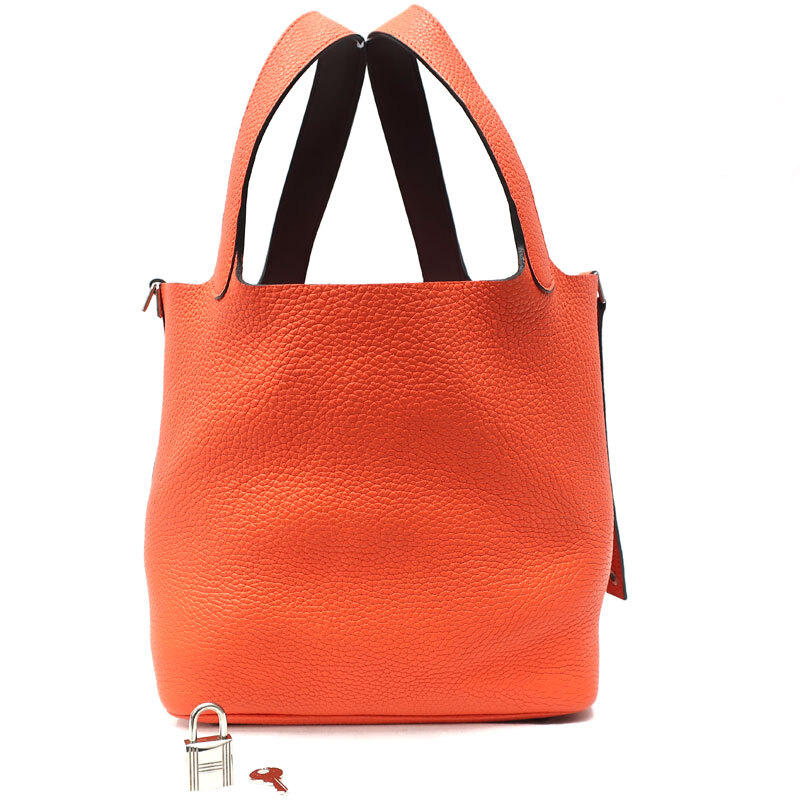 【美品】HERMES／エルメス　ピコタンロックエクラＭＭ　トリヨンクレマンス　オレンジポピー　A刻印　ハンドバッグ　700070078