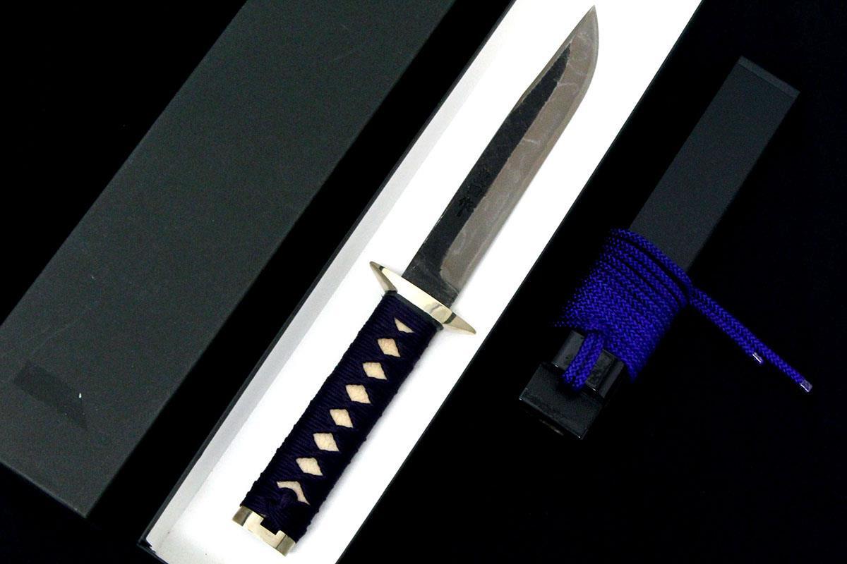 未使用品｜豊國 剣鉈 180mm 黒打 両刃 鞘・外箱付 λA5643-2L2D