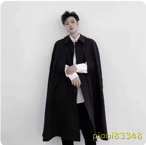 HY102: メンズミドル丈ウインドブレーカー スリムフィットのマント シンプルでルーズでハンサムな理髪店 レジャートレンド