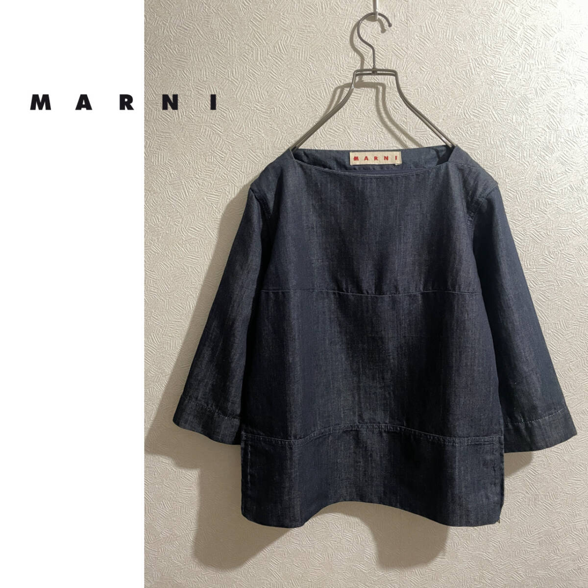 ◯ イタリア製 MARNI デニム チュニック ブラウス / マルニ トップス バスク シャツ リジッド 濃紺 インディゴ ブルー Ladies #Sirchive