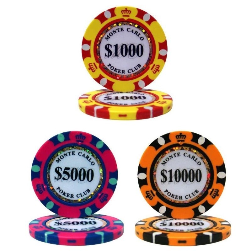 $1000×100枚 $5000×100枚 $10000×100枚 合計300枚セット ポーカーチップ モンテカルロ カジノ コイン クレイ プラスチック