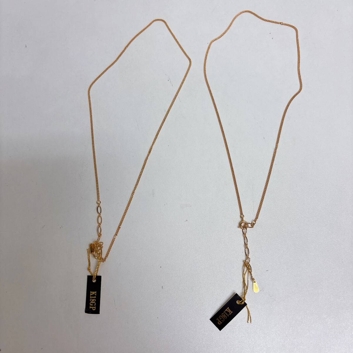 未使用　保管品　K18GP　ゴールドカラー　ネックレス　2本セット　細身　約45cm