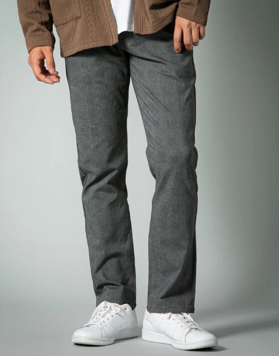 新品ジーンズメイトJEANS MATE【BLUE STANDARD】スーパーストレッチスリムテーパード トラウザー暖パンツ美脚ビジカジグレンチェックＬ