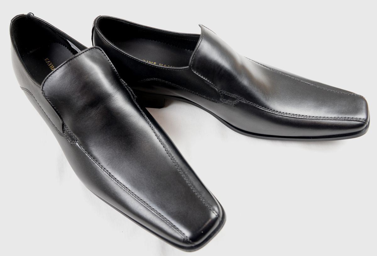 ●KATHARINE HAMNETT LONDONキャサリンハムネットスワールモカスリップオンシューズ(3875,黒,27.0,ロングノーズ)新品