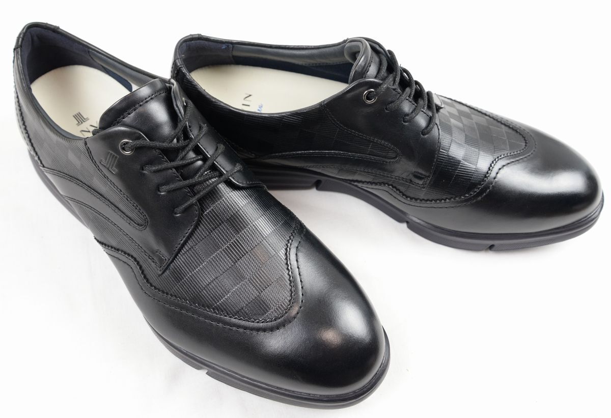 ●LANVIN en Bleuランバンアシンメトリーキャップトゥチェックパターンコンビネーションレースアップシューズ(086566,黒,26.5)新品