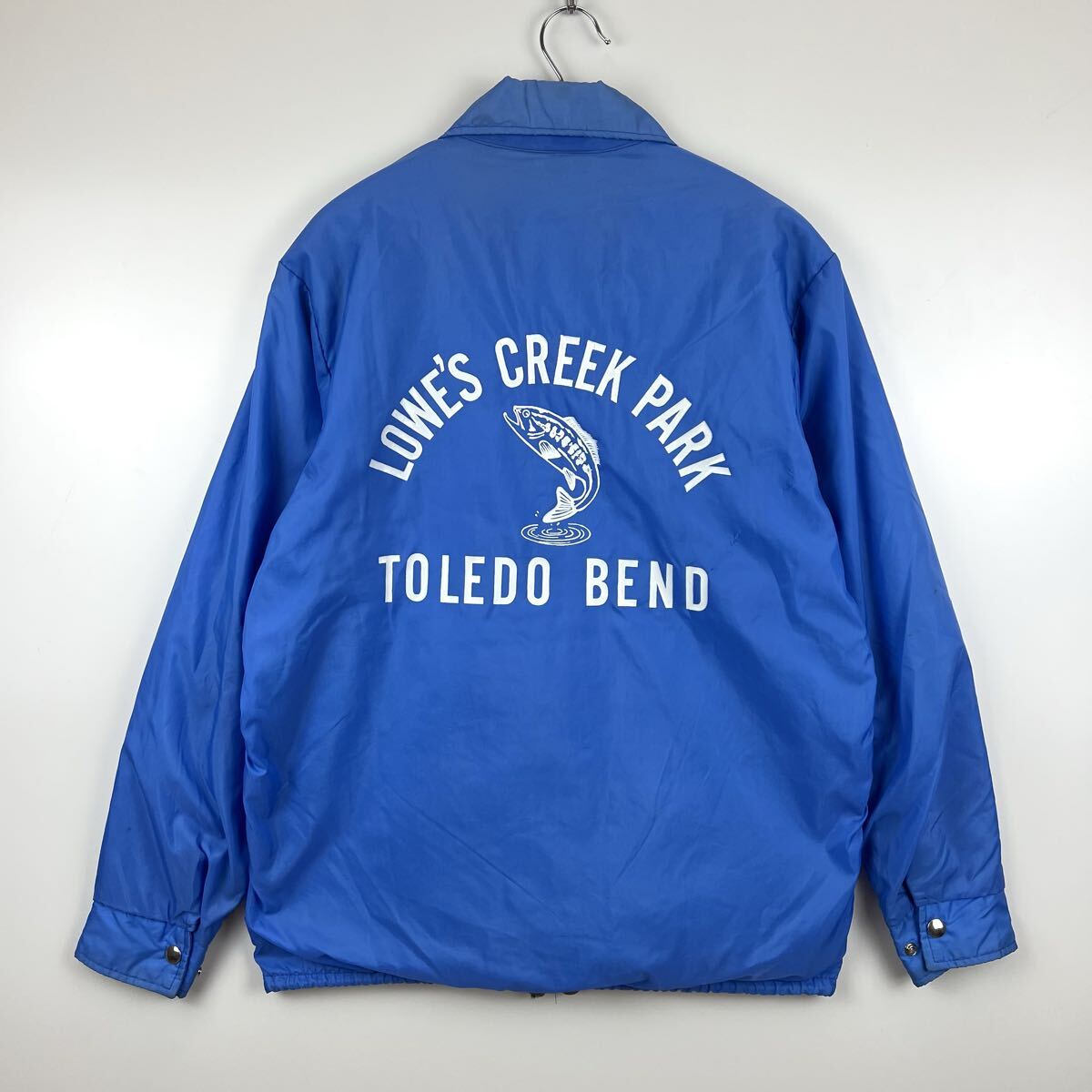 WALLS 70s USA SAX coach jacket M 754 BLIZZARD PRUF ウォールズ ヴィンテージ コーチジャケット 裏起毛 フィッシング プリント 穴有り