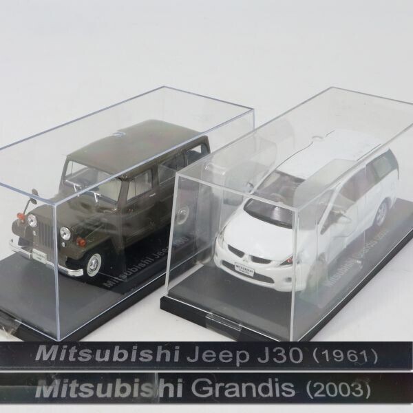 e3805【Mitsubishiミニカー 2台】ジープ J30 1961/　グランディス 2003　ケース入り　1/43