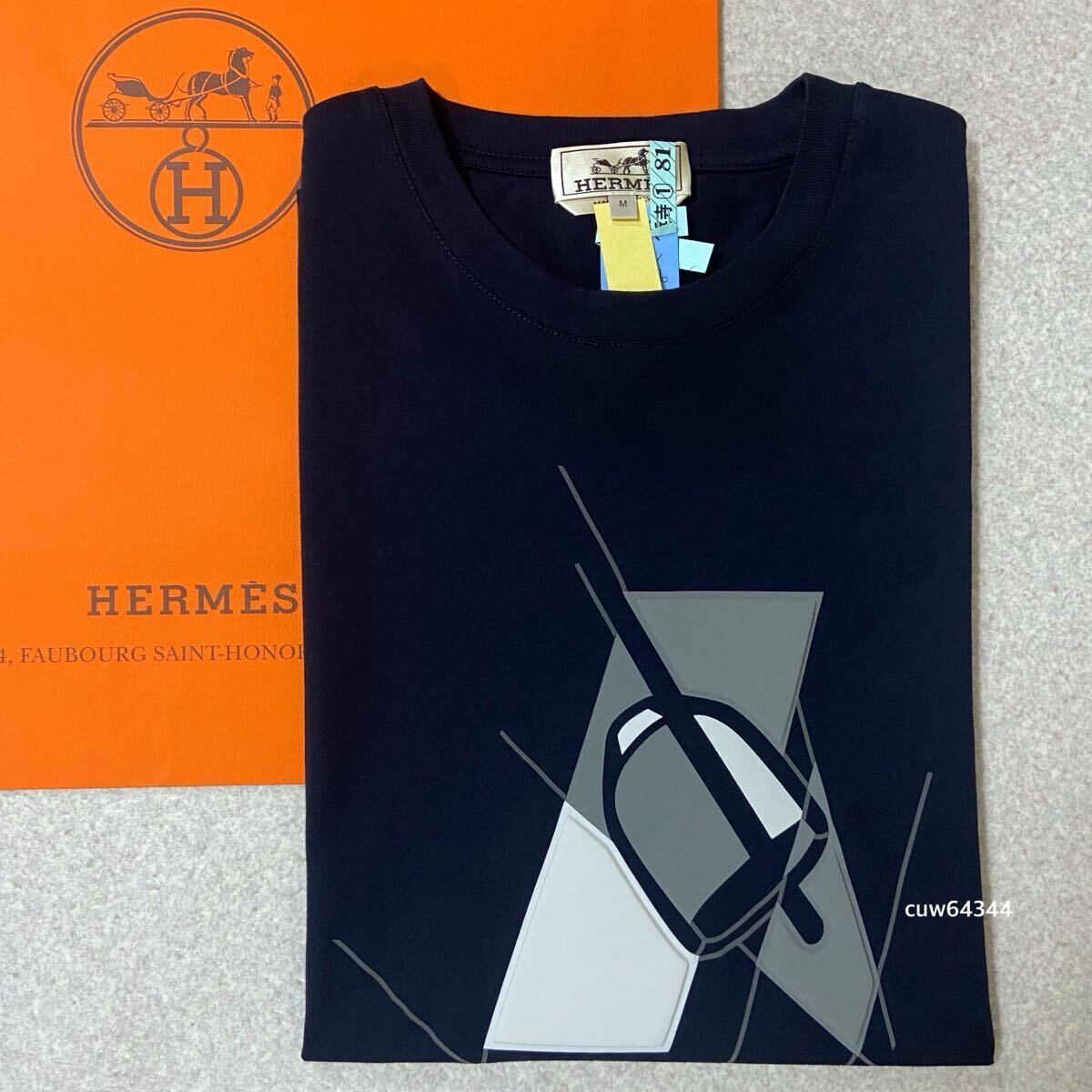国内正規品 2024ss 極美品 M（〜L対応） Hermes エルメス エトリエ アン フラグモン パッチワーク 半袖 Tシャツ 黒 ブラック 純正BOX