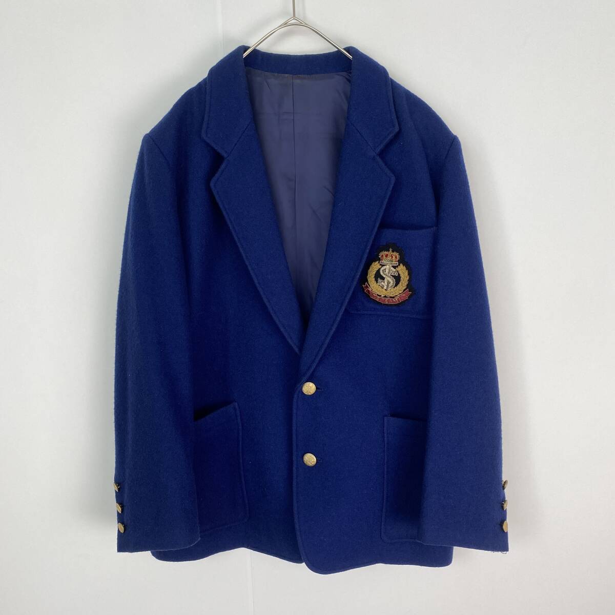 イッセイミヤケ　テーラードジャケット　希少　80ｓ　 ISSEY MIYAKE×TSUMORI CHISATO　エンブレム　金ボタン　ブルー　9　M・L相当
