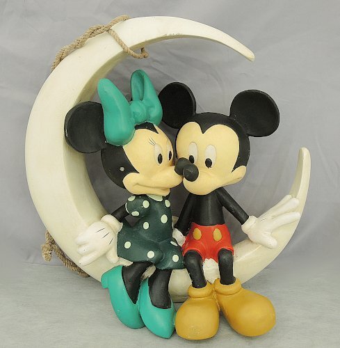 Mickey & Minnie on the Moon ミッキー&ミニー ヴィンテージ 三日月 置物 42㎝ 2kg 合成樹脂 壁飾り インテリア 現状渡し ディズニー