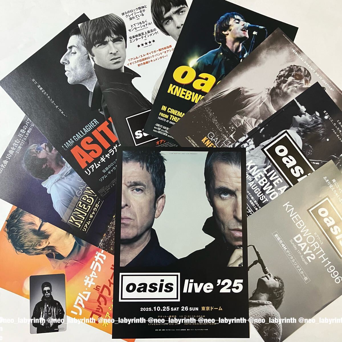 oasis live’25 東京ドーム フライヤー チラシ カード 10枚セット ★ オアシス Liam Gallagher Noel Gallagher TOKYO JAPAN flyer flier
