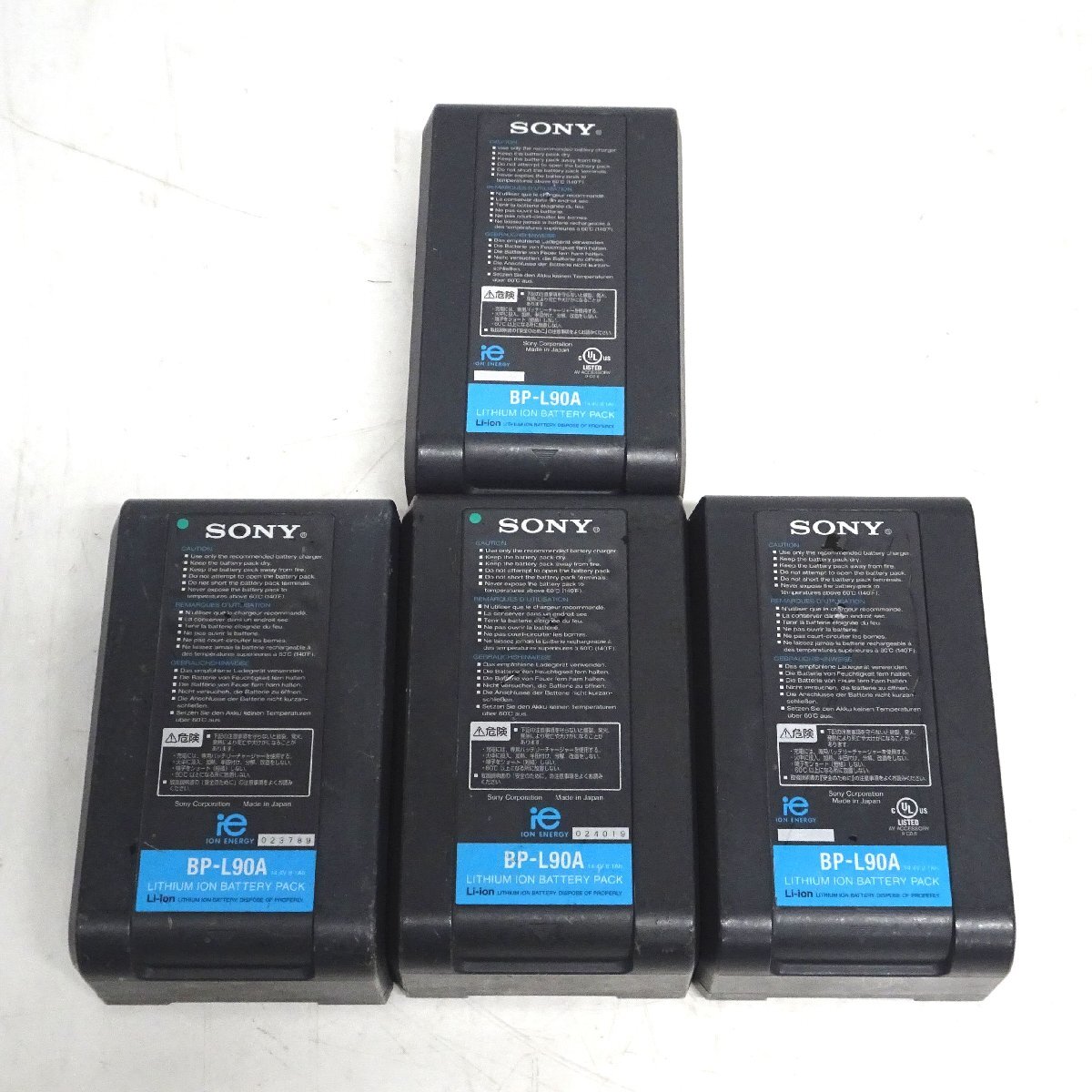 SONY BP-L90A リチウムイオンバッテリー 4個セット Vマウント【中古/充電・動作品/現状品】#339203-6