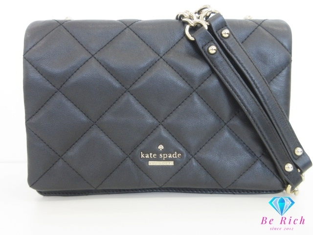 ケイト スペード kate spade 2way チェーン ショルダーバッグ ブラック 黒 レザー ロゴ 斜め掛け クロスボディ 肩掛け 鞄 【中古】bk10196