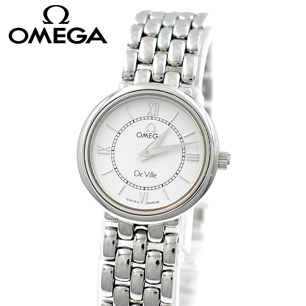 【A02628】OMEGA オメガ デビル 6203/856 ラウンド QZ クォーツ レディース腕時計 シルバー