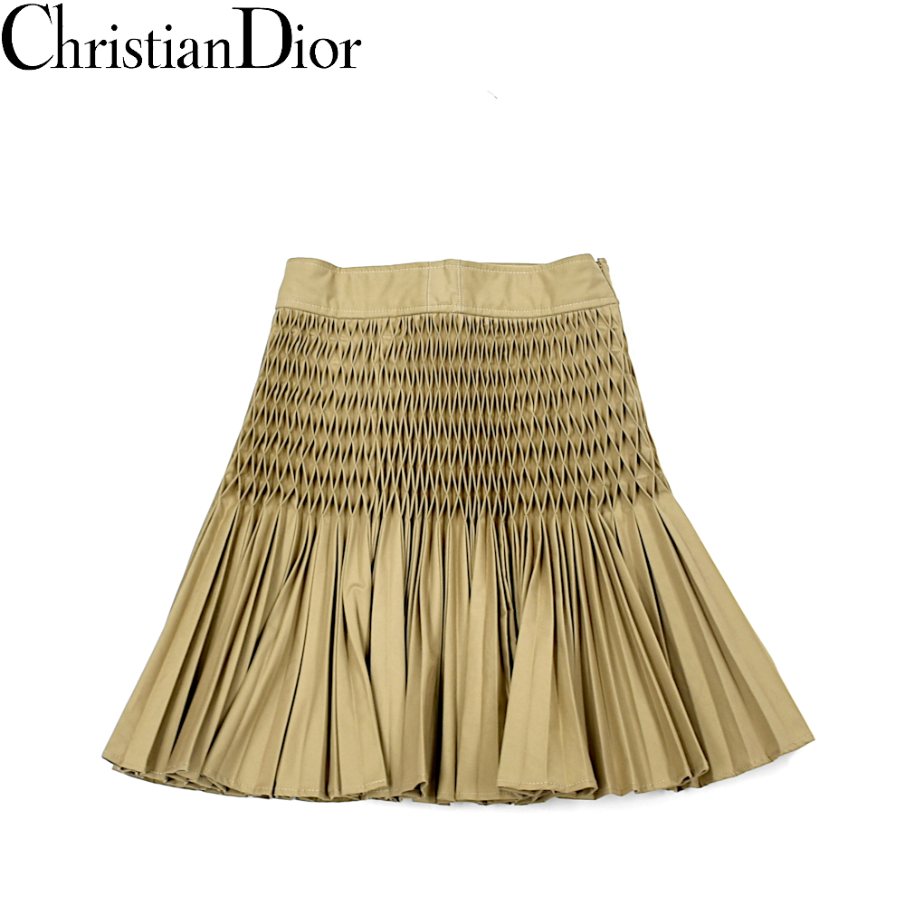 【A02627】Christian Dior クリスチャン ディオール プリーツ ショートスカート ベージュ