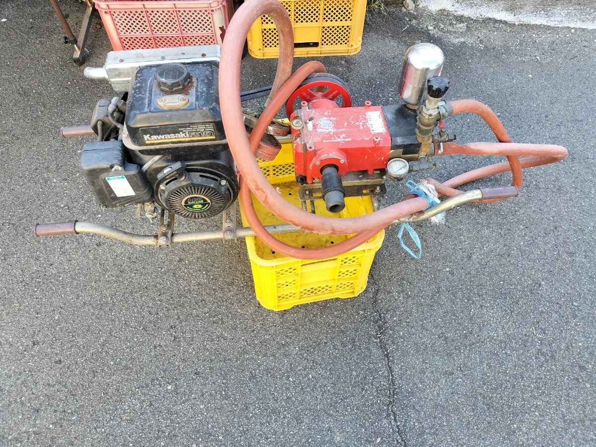 セット動噴 エンジン　カワサキ　FE161 有光工業　AR-55OF 動作未確認　50キロ