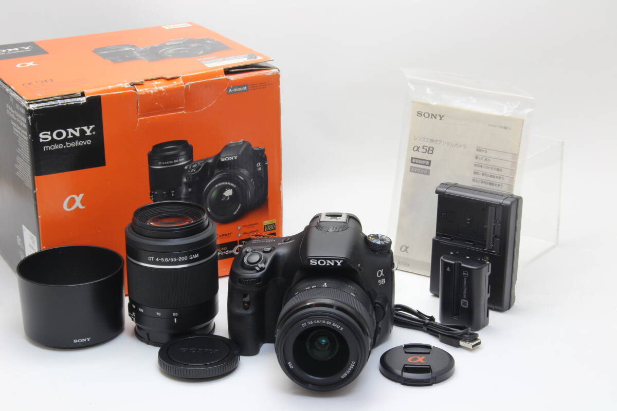 AA (新品級) SONY ソニー α58 SLT-A58 18-55 55-200mm ダブルズームレンズキット ショット数339回 初期不良返品無料
