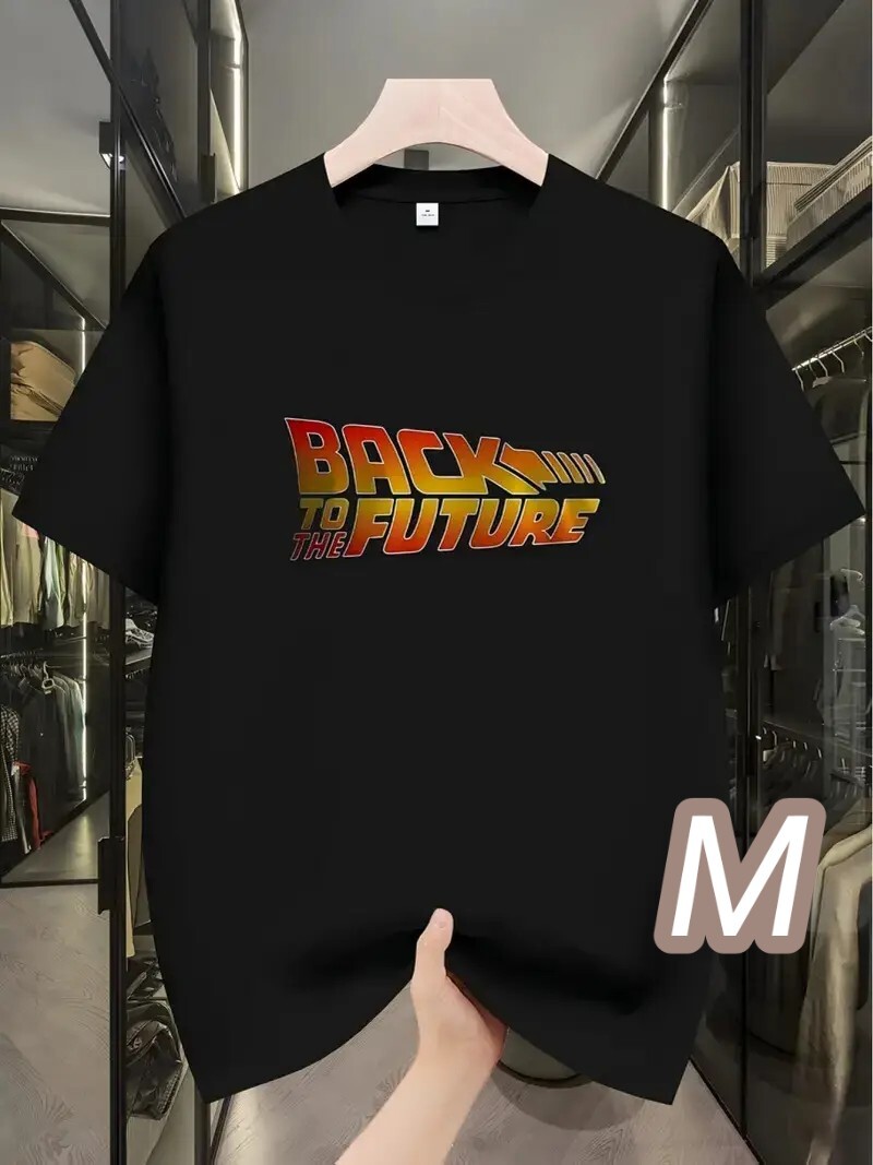 【速乾ドライT】黒・Mサイズ《BACK TO THE FUTURE》プラスサイ■Movieブラック T