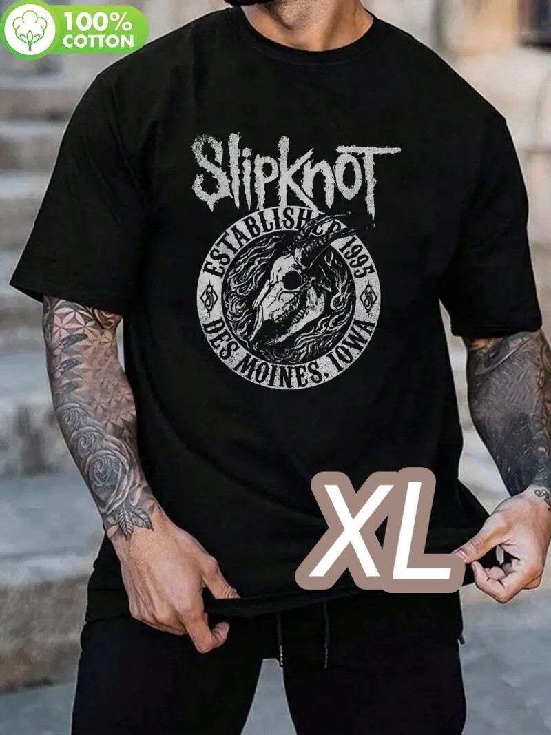 【プレミアムT】黒★XLサイズ《Slipknot》■綿100%◎ゆったりサイズ●メタルバンドT