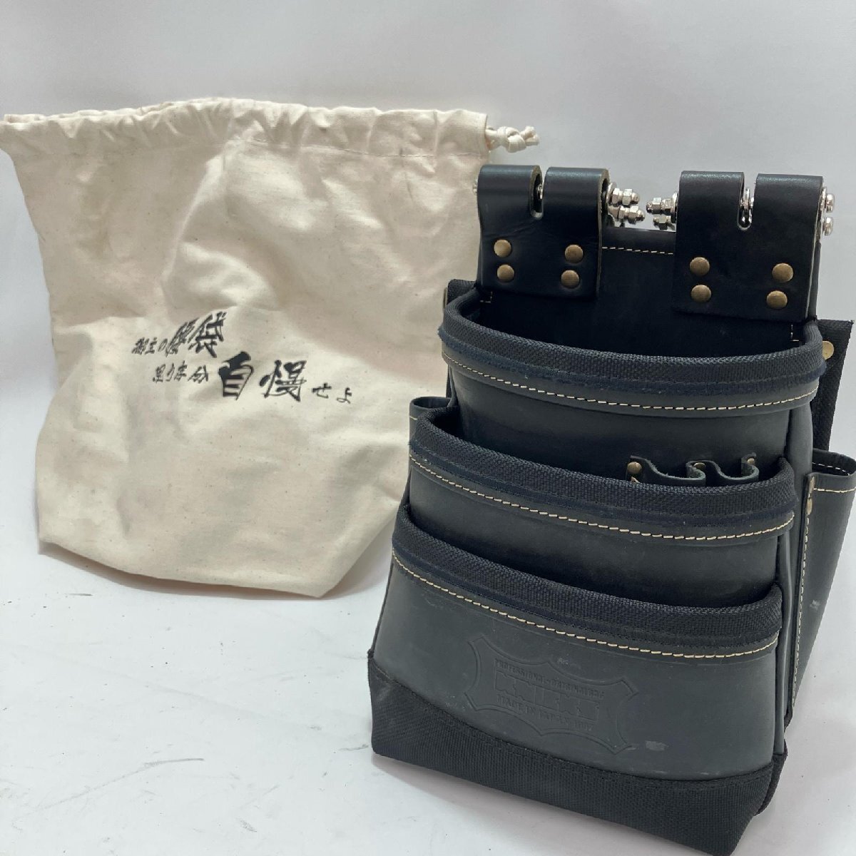 KNICKS ニックス 総ヌメ革3段腰袋 KGB-301DDX ブラック やや傷や汚れあり