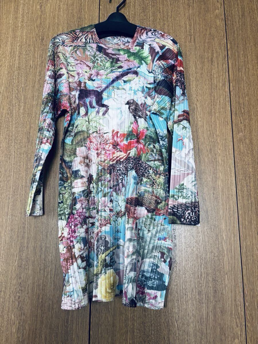 新品 PLEATS 加工長袖 総柄 チュニック・