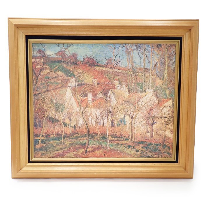 【美術品】カミーユ・ピサロ(Camille Pissarro) 「赤い屋根」絵画 複製画 64×52cm 約F15号 フランス 額縁 送料880円