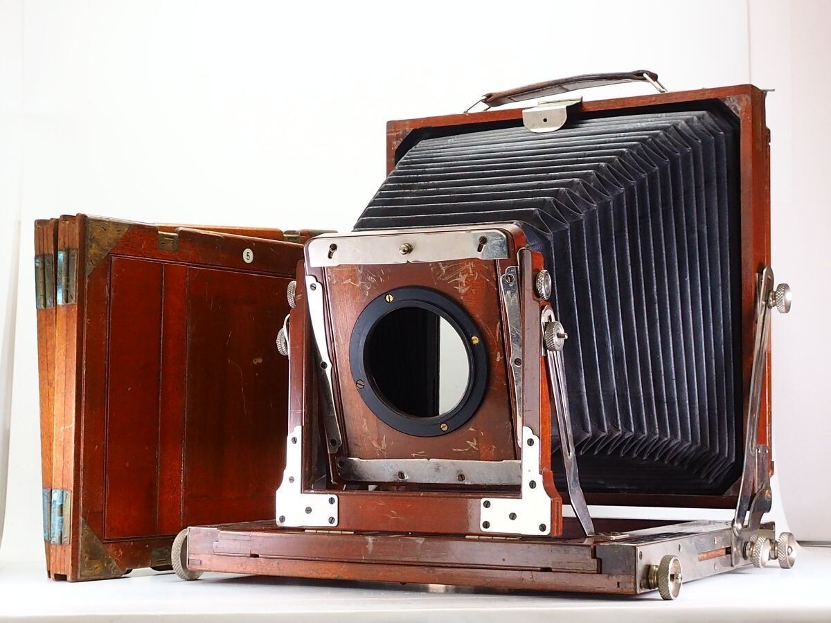 ★コレクション★ HOPE TACHIHARA 木製 蛇腹カメラ 約30x28cm ★FUJI 木製フィルムホルダー2枚付属！ #N0287