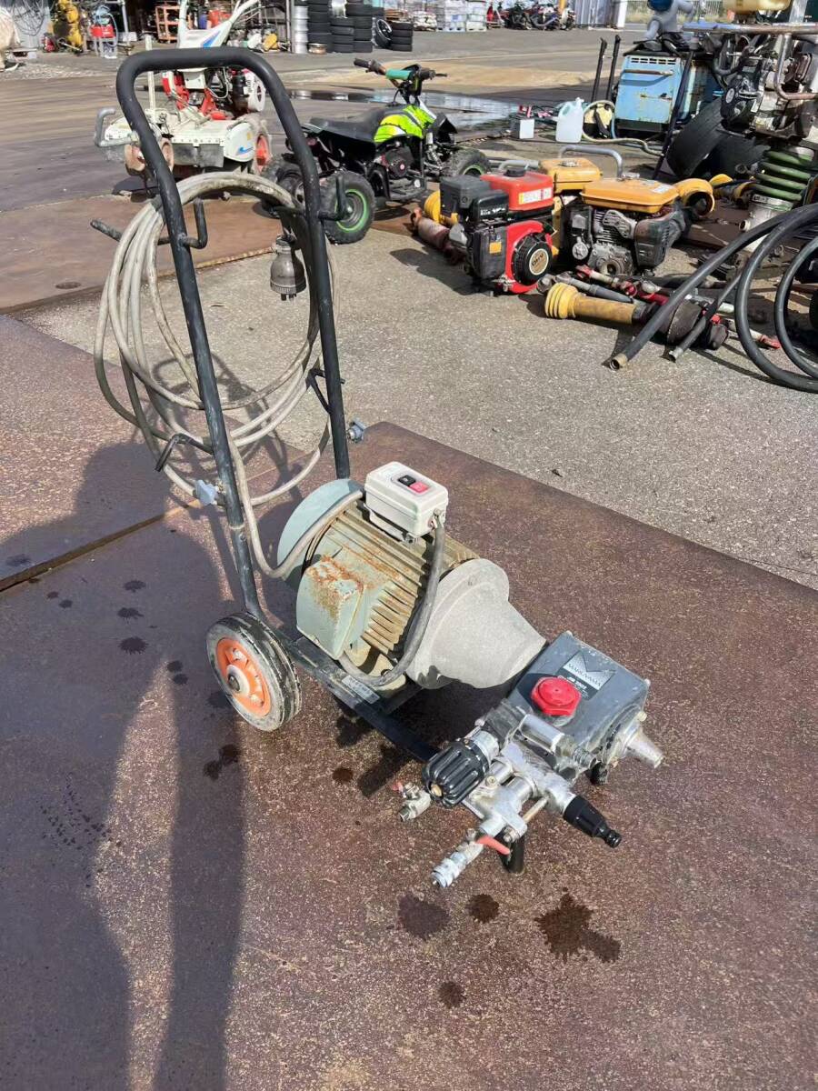 動画あり　秋田発　高圧プランジャーポンプ ポータブル動噴　丸山MS2502　三相200V　2.2KW　現状渡し