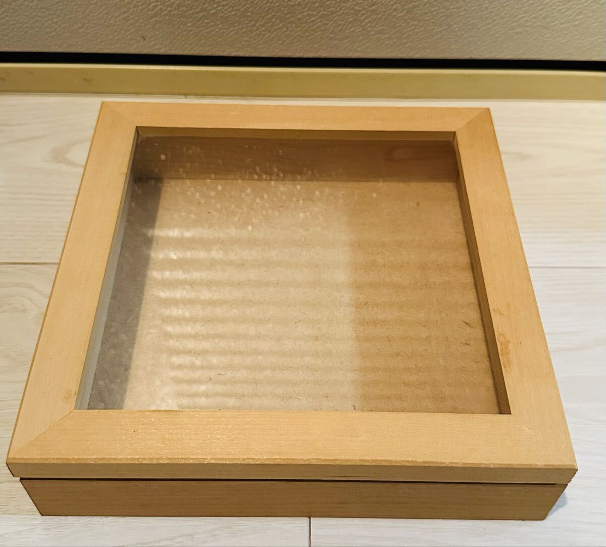 新品【キャトルセゾン】木製 アクセサリーケース ガラス蓋付き コレクションケース ナチュラル ウッド ディスプレイ コレクション 収納